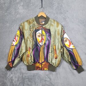Vintage Tres-beau Bomber Jacket Women Large Abstract Face Portrait Picasso Print
